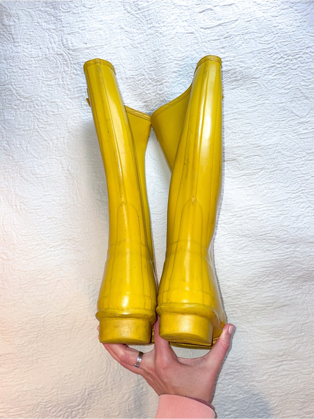 Hunters original gloss tall yellow wellies - Picture 6 of 6